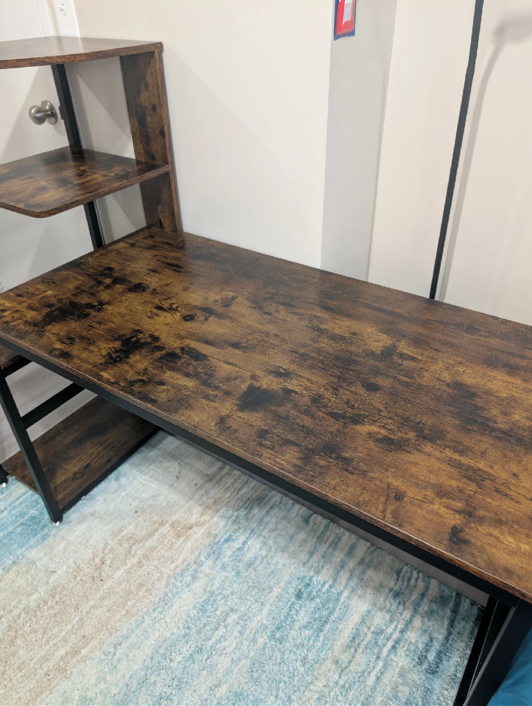 Rustic Brown Computer Desk with Shelves - photo 4