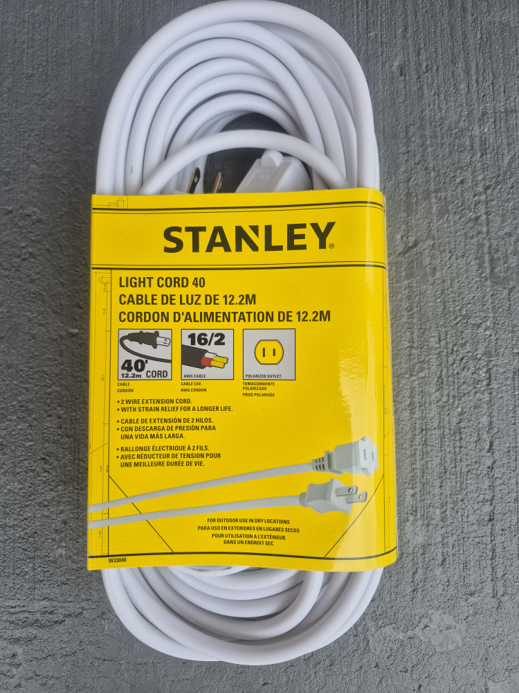 Stanley 40' Light Cord - Cable de Luz 12.2M