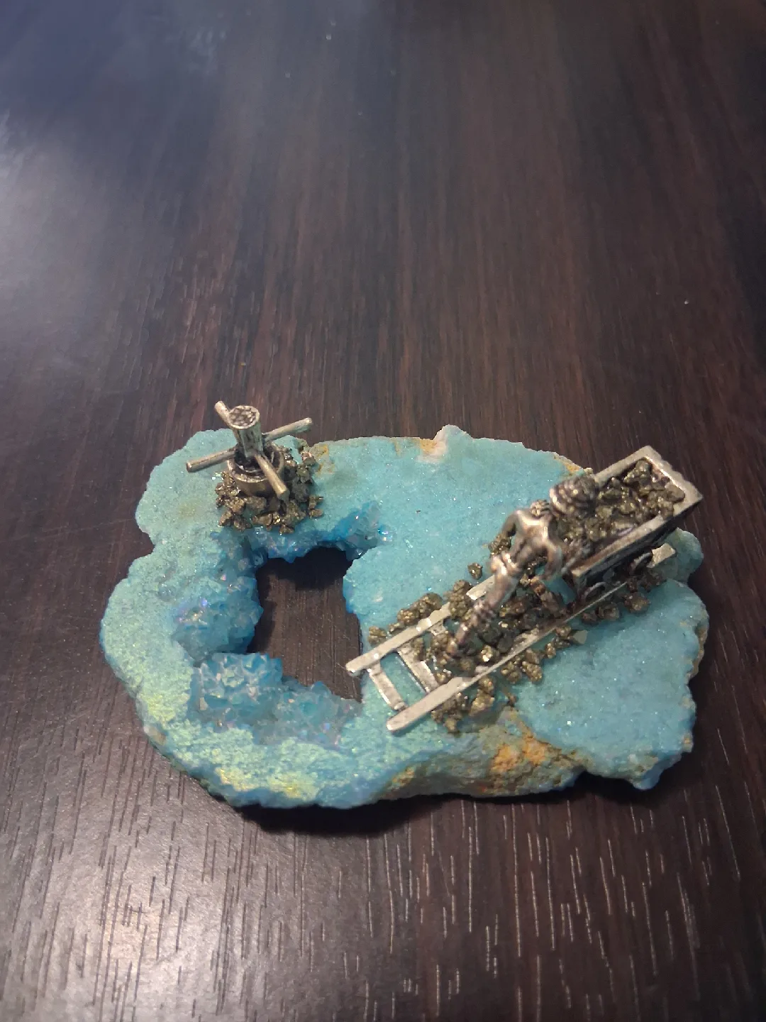 Aura Quartz Crystal with metal figures thumbnail