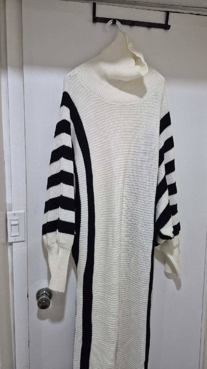 Striped Knit Sweater Dress