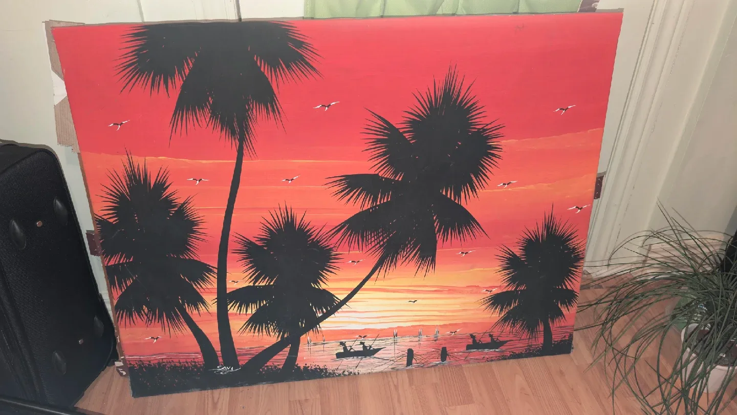 Palm Tree Sunset Painting thumbnail