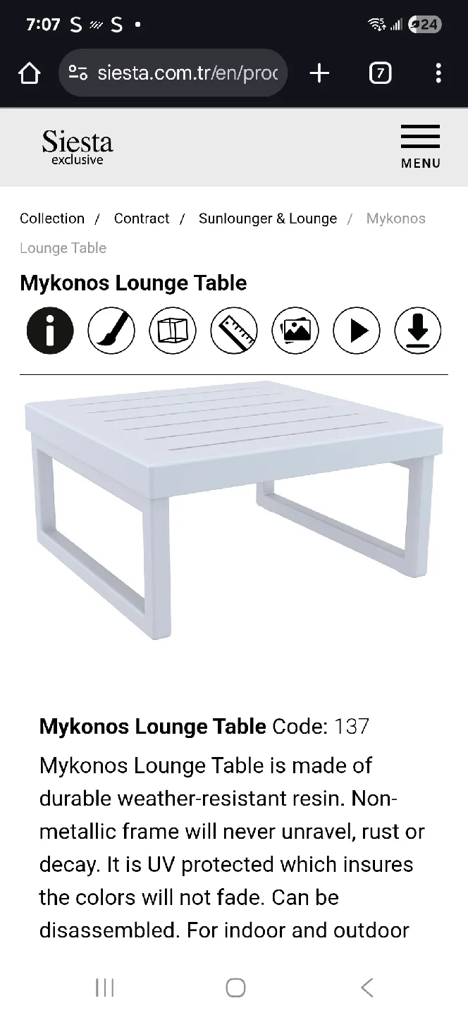 Siesta Exclusive Mykonos Lounge Table - White image indicator(3)