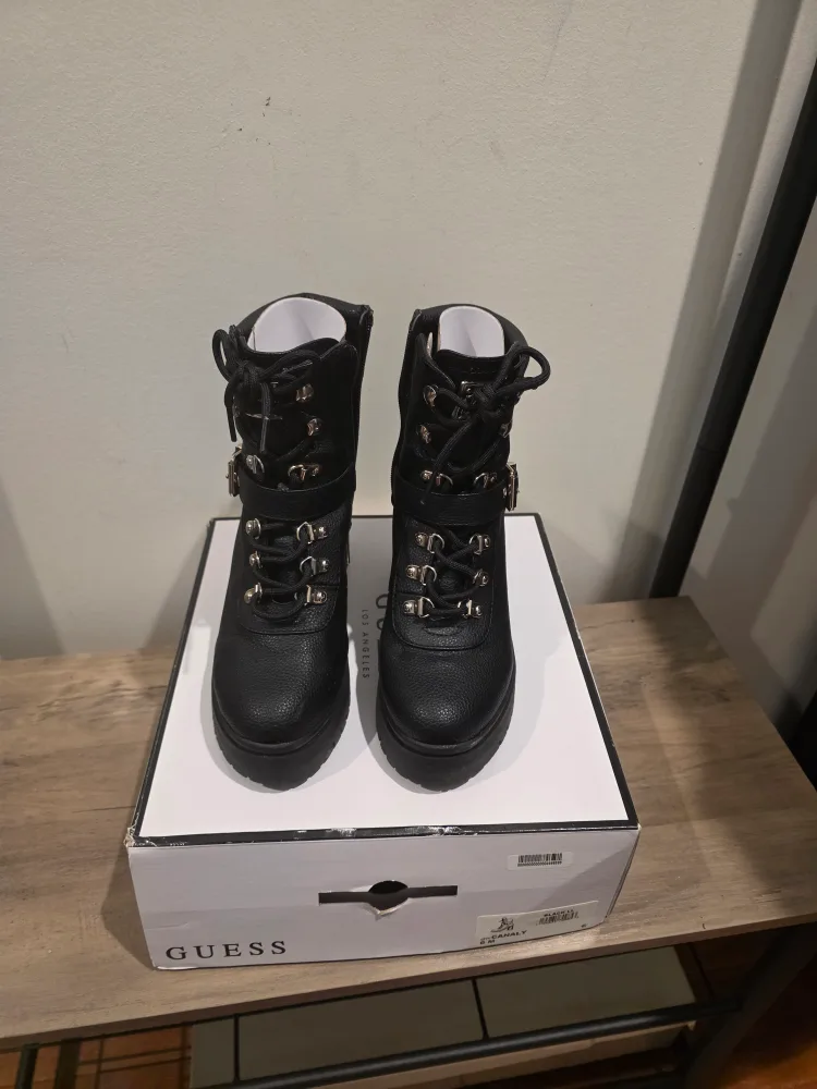 Guess Black Ankle Boots, Size 6 thumbnail