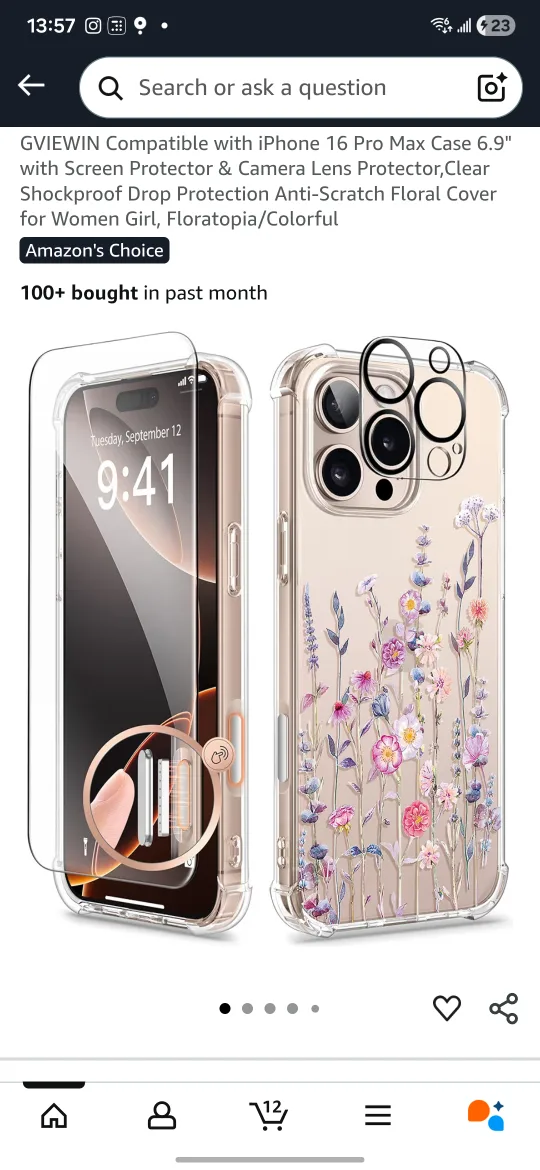 GVIEWIN iPhone 16 Pro Max Floral Case - NEW thumbnail