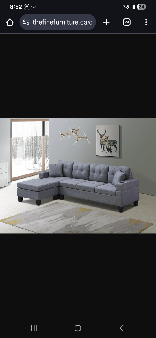 Grey Sectional Sofa with Chaise Lounge