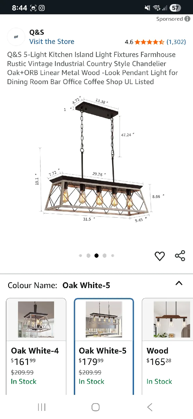 Q&S 5 light kitchen island light fixture 🏠Duff&Egl image indicator(2)
