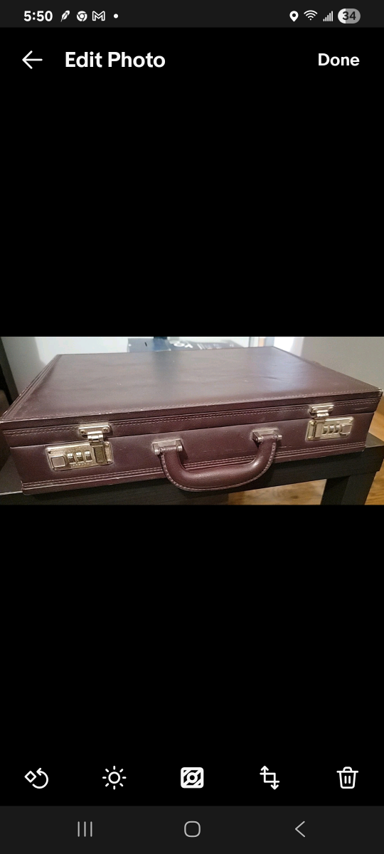Brown Leather Combination Lock Briefcase