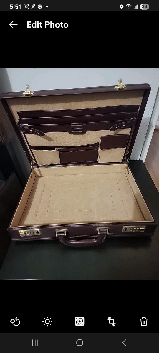 Brown Leather Combination Lock Briefcase - photo 2