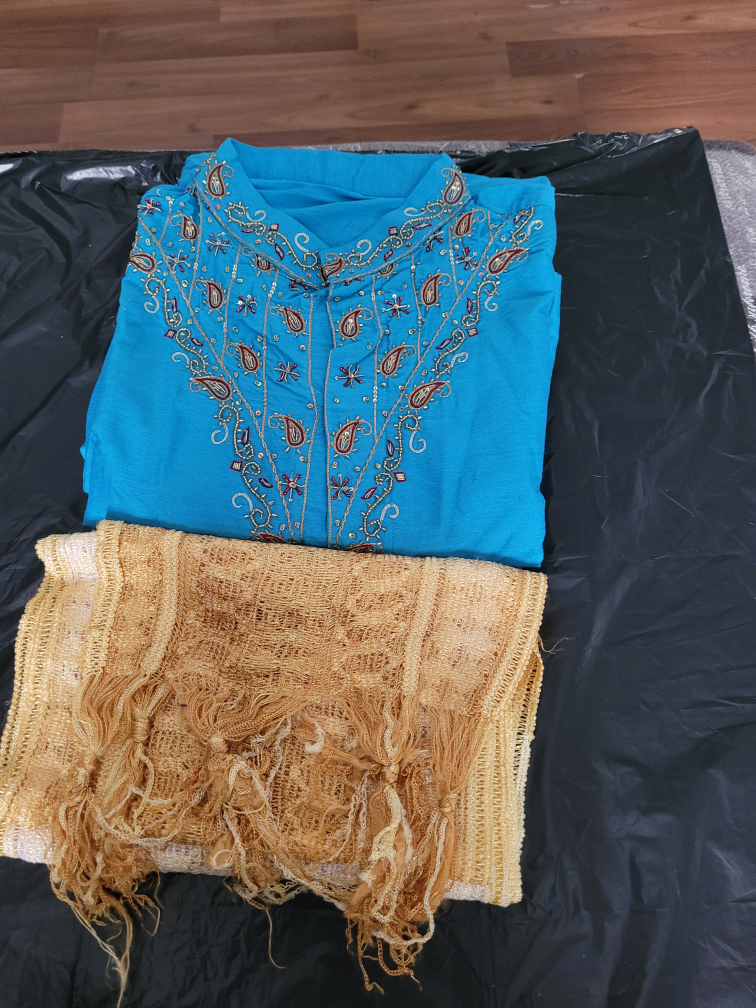 Teal Embroidered Kurta Pajama Set