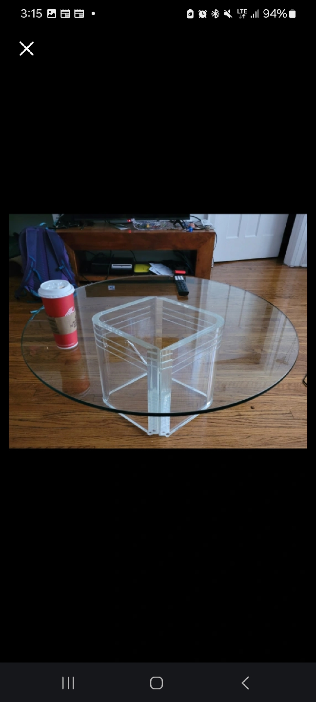 Glass Top Coffee Table with Acrylic Base