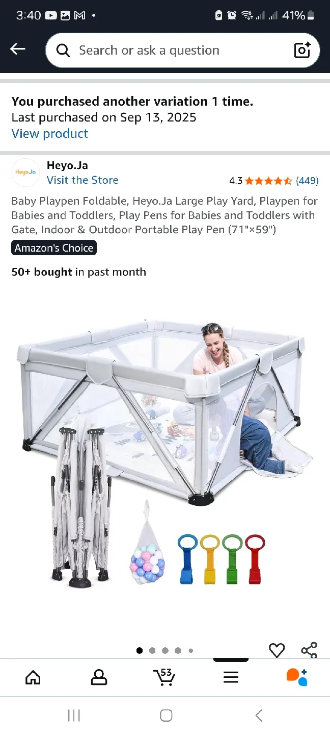 Heyo.Ja Baby Playpen Foldable, 71"x71" Large Play Yard image indicator(2)