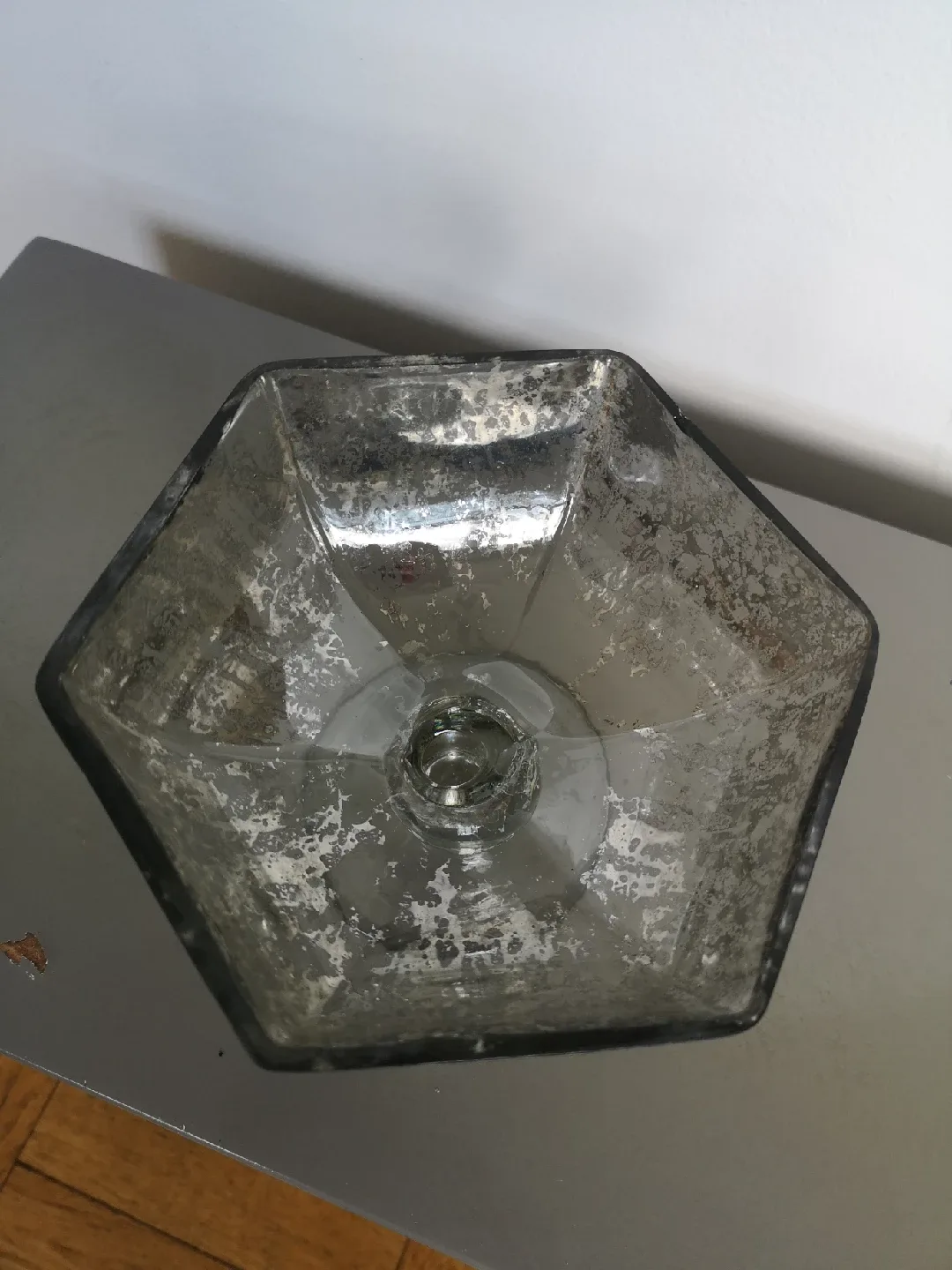 Decorative Silver Mercury Glass Pedestal Bowl image indicator(3)