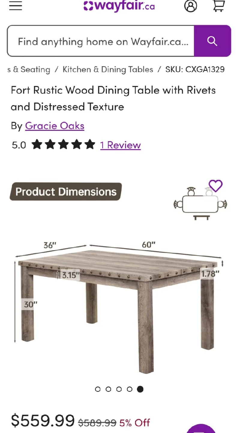 Gracie Oaks Fort Rustic Wood Dining Table image indicator(2)