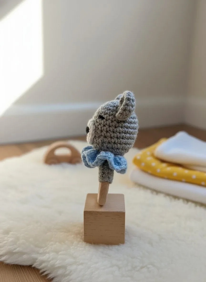 Handmade Crochet Bear Rattle Toy image indicator(2)