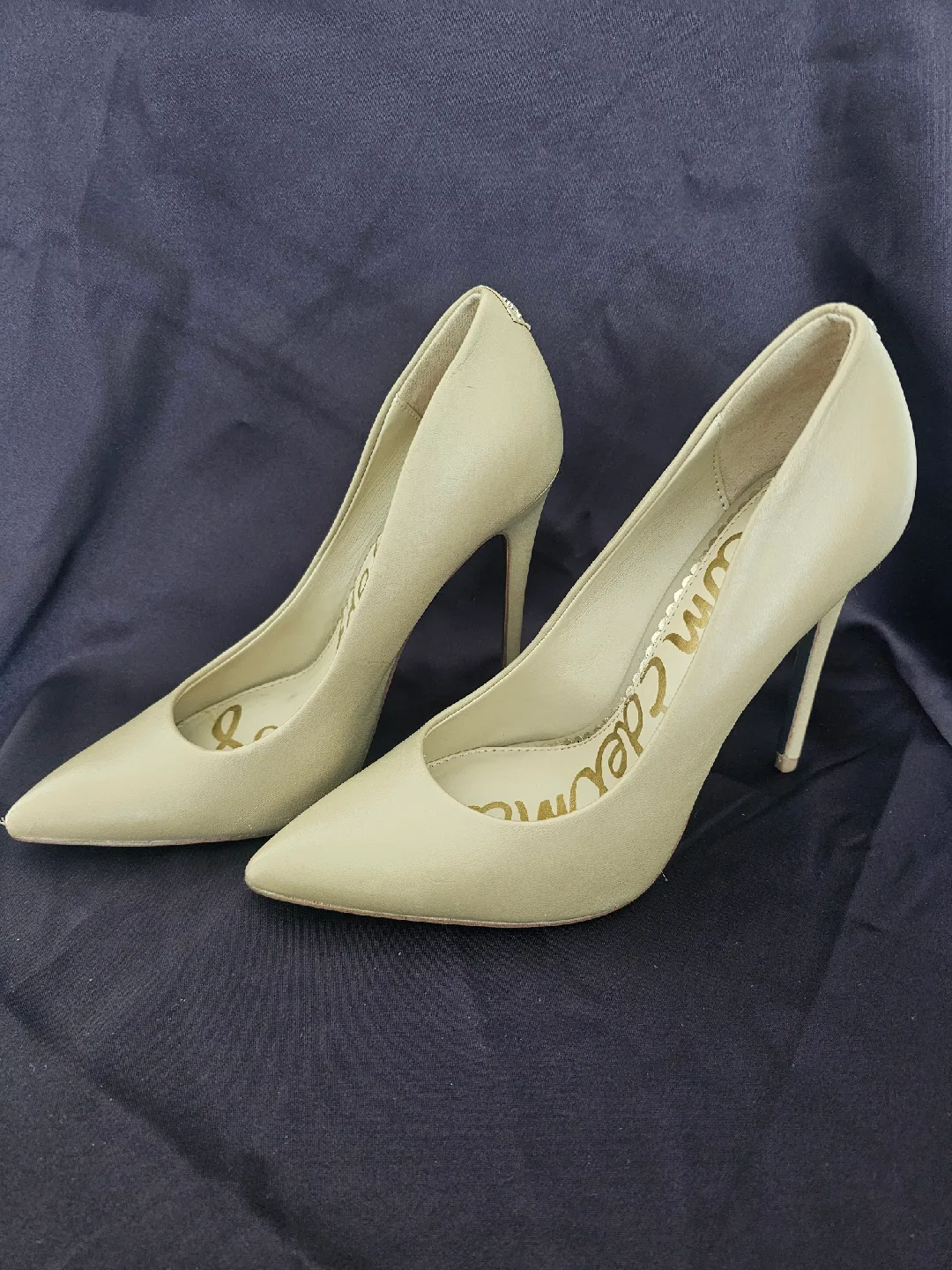 LIKE NEW - Sam Edelman Nude Leather Heels - size 5 thumbnail
