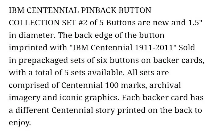 IBM Centennial Button Collection Set image indicator(2)