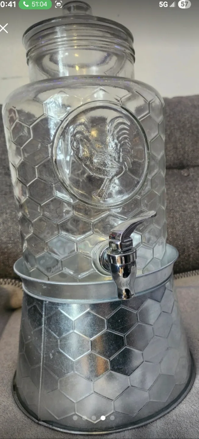 Glass Beverage Dispenser with Rooster Design image indicator(3)