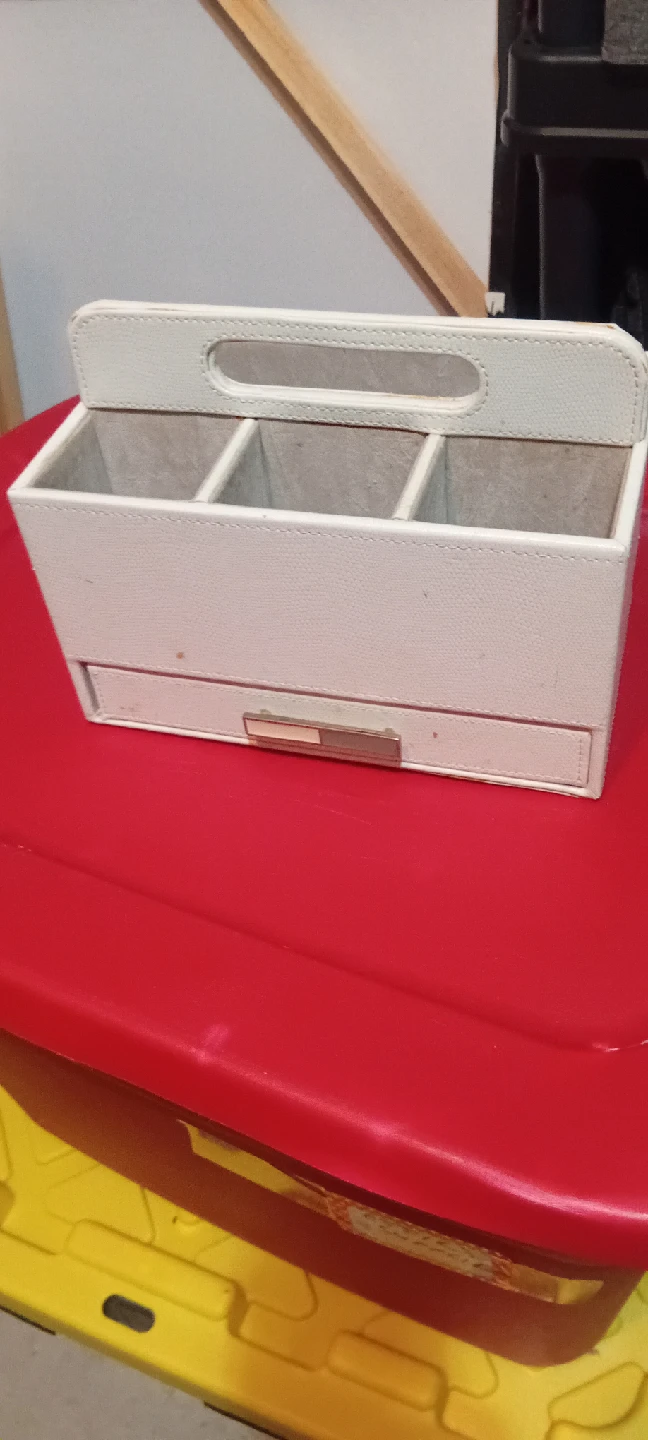 White Faux Leather Organizer