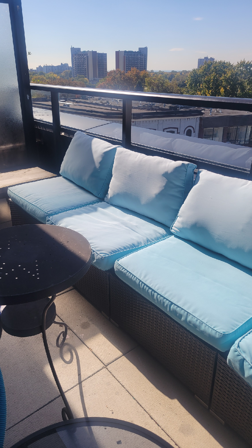 Outdoor Modular Wicker Patio Sectional Sofa - Light Blue - photo 3