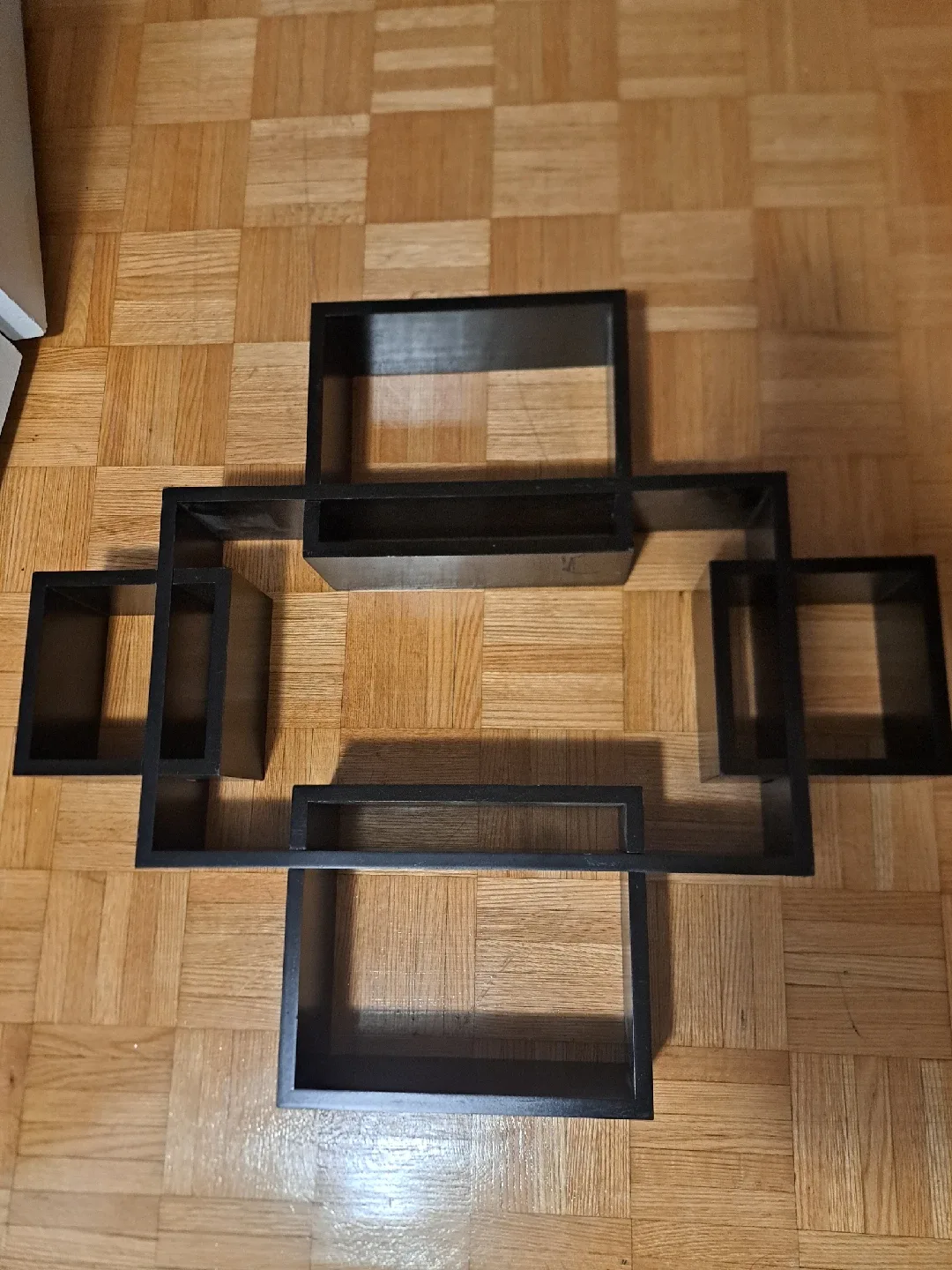 Black Wooden Interlocking Wall Shelf image indicator(2)