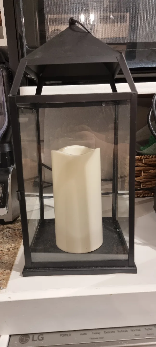 Black Metal Lantern with Candle thumbnail
