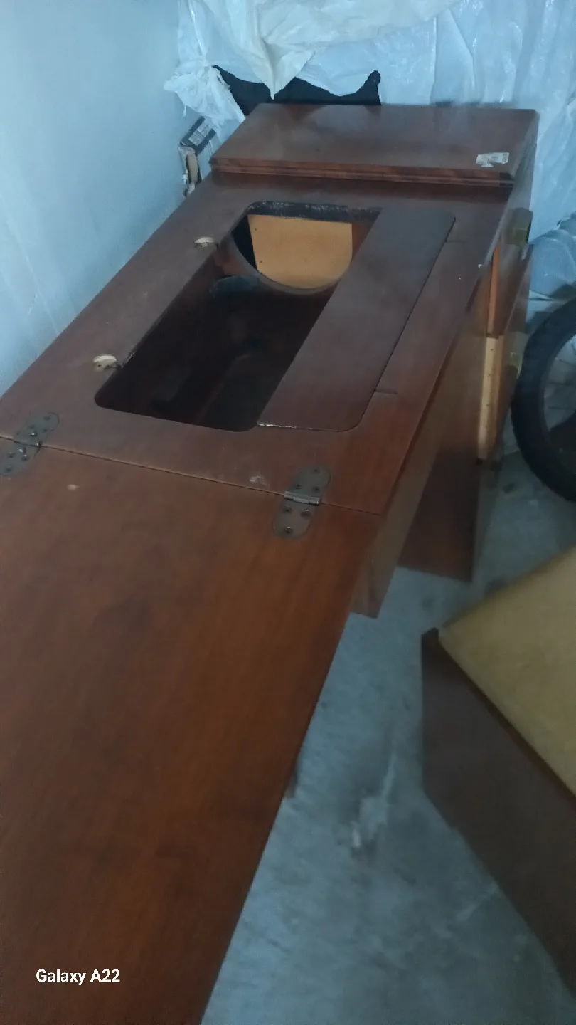 Vintage Sewing Machine Cabinet with Stool image indicator(2)