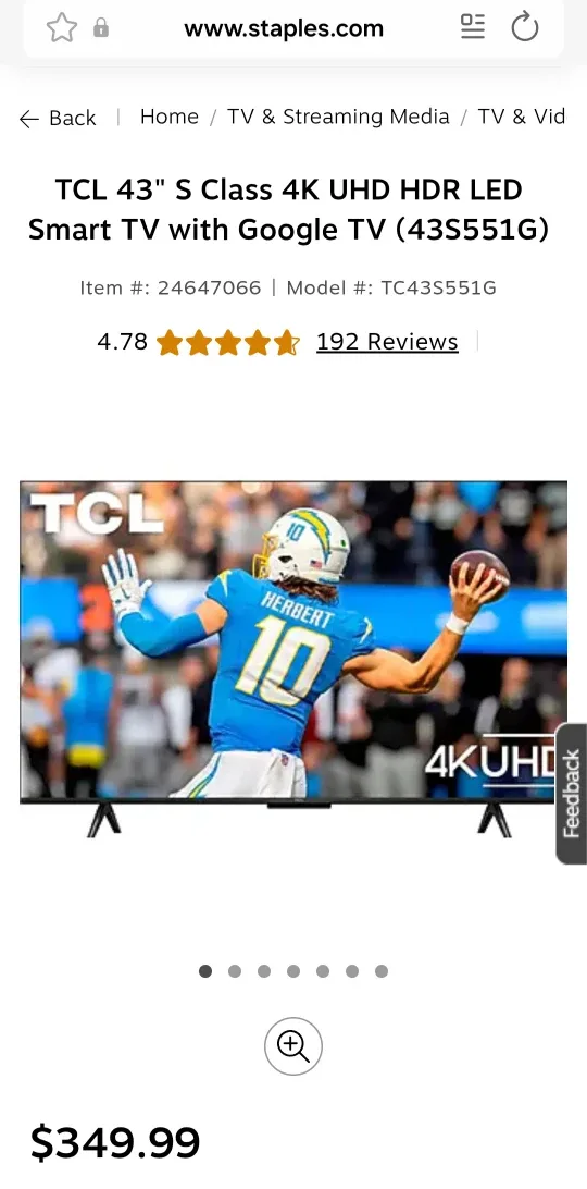 2024 - TCL 43" 4K UHD HDR LED Smart TV with Google TV (43S551G)
