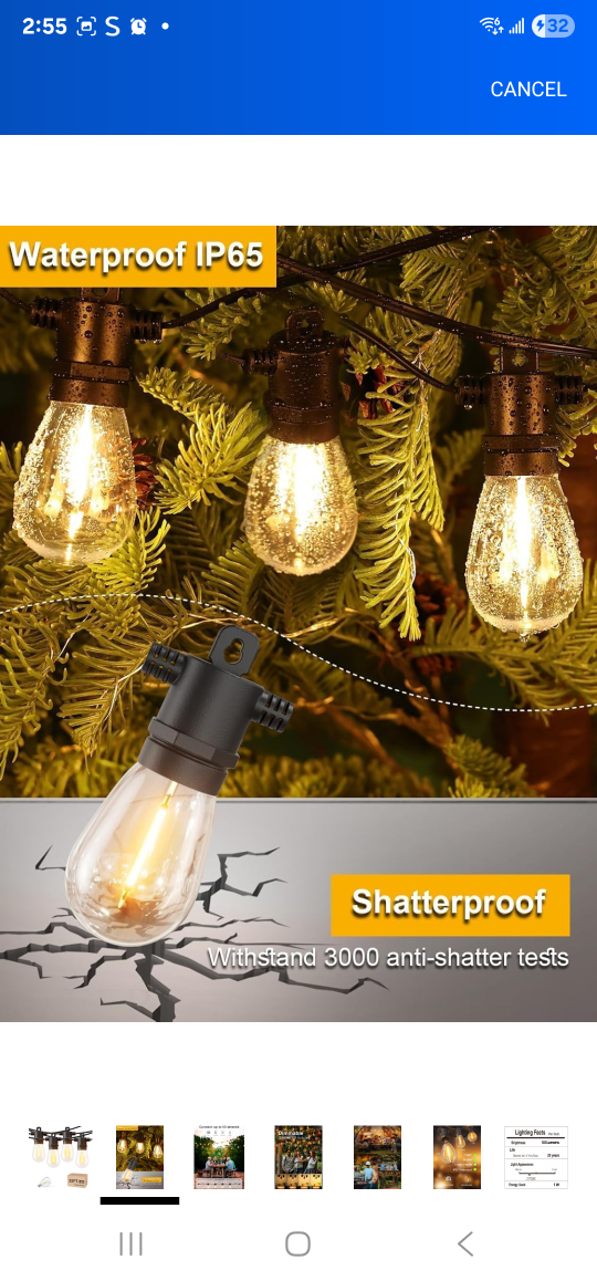 Outdoor String Lights LED 25 FT, Patio Lights - photo 2