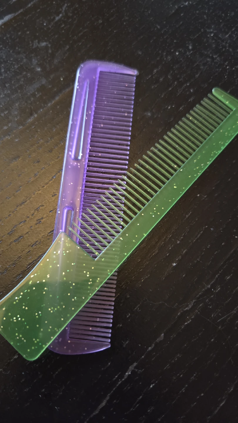 Two Plastic Combs - Purple and Green