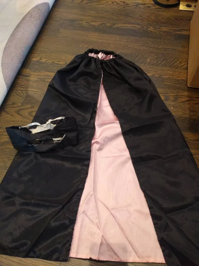 Black & Pink Reversible Cape with Mask
