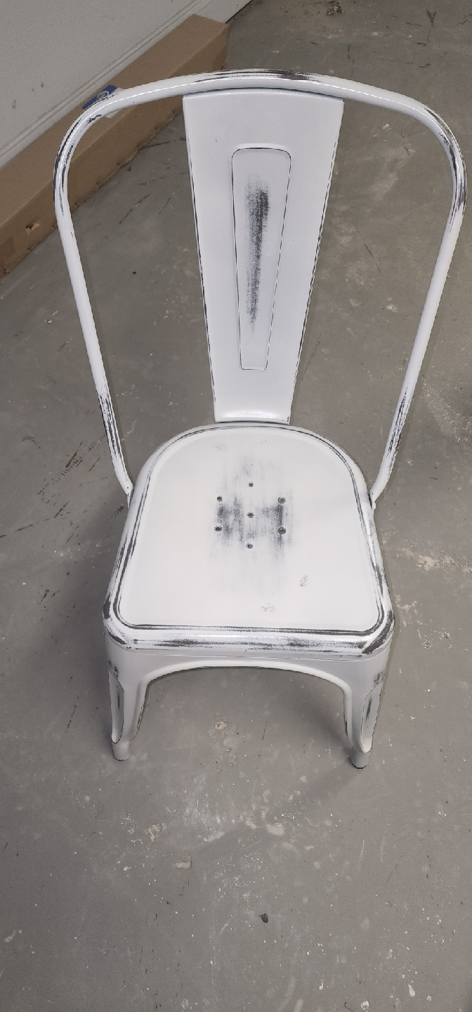 Set of 3 White Metal Industrial Chairs - photo 3
