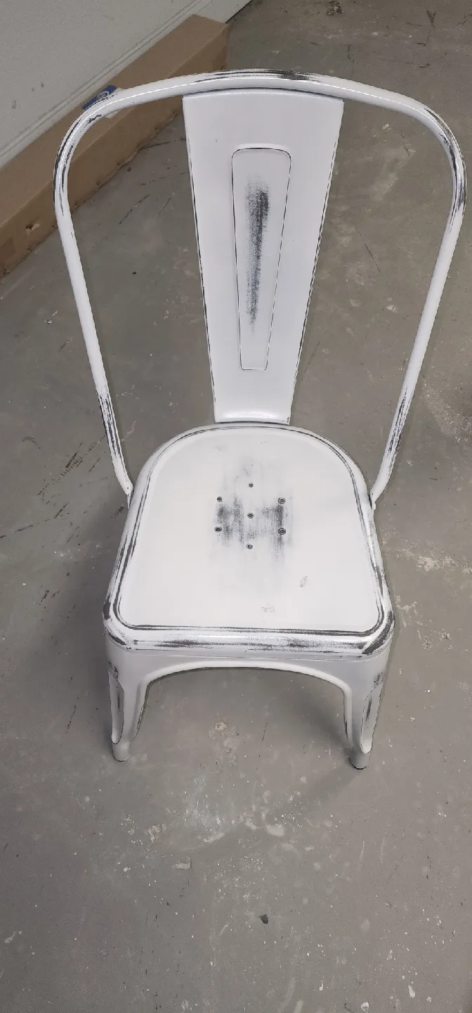 Set of 3 White Metal Industrial Chairs image indicator(3)