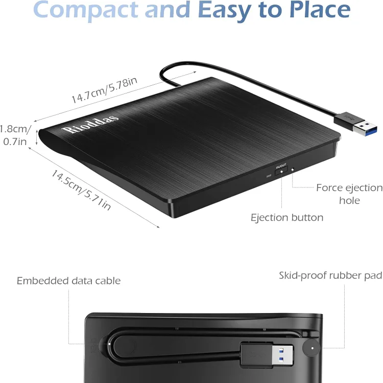 External CD Drive USB 3.0 Portable CD DVD image indicator(6)
