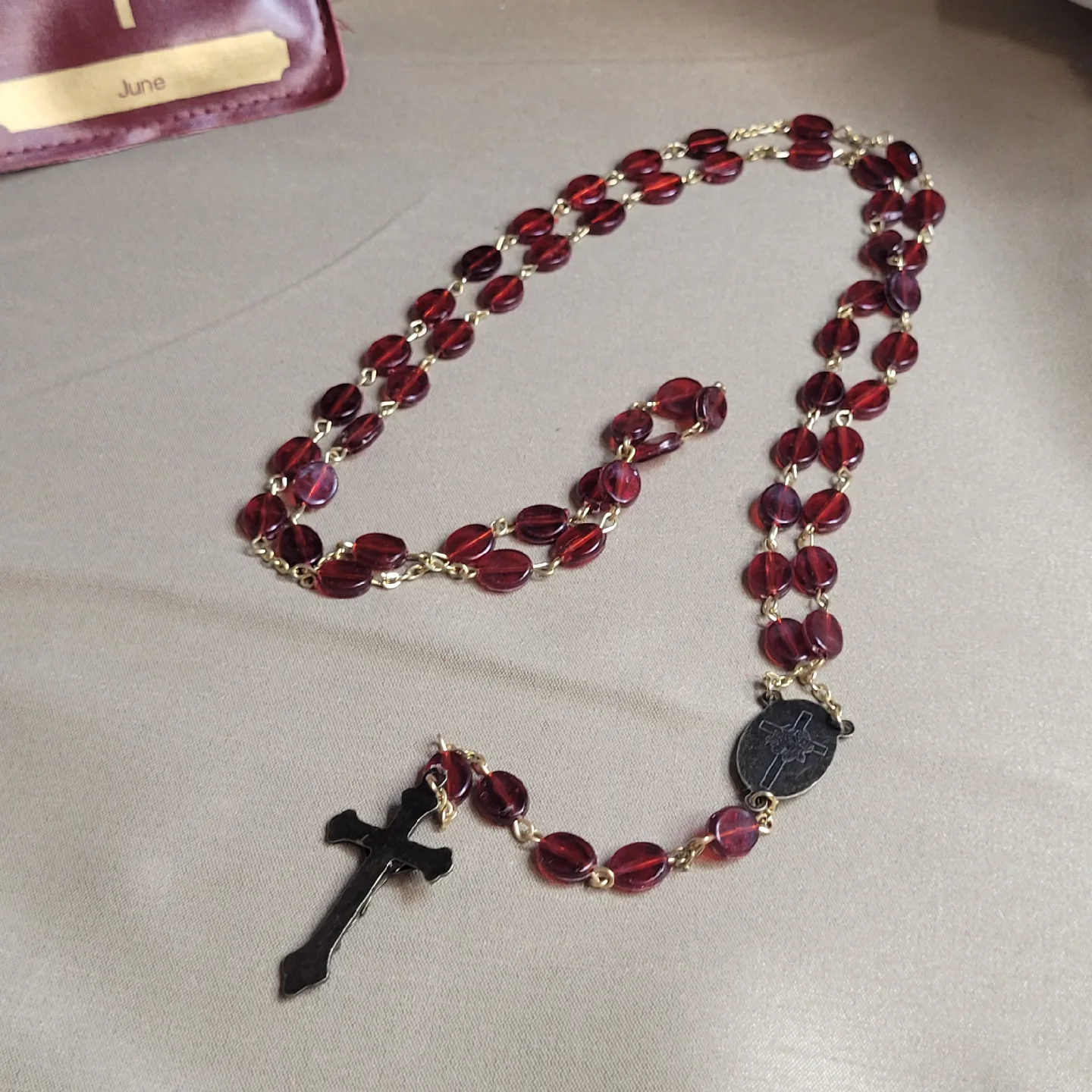 Beautiful Vintage Red Beaded  St Therese Prayer Rosary image indicator(6)