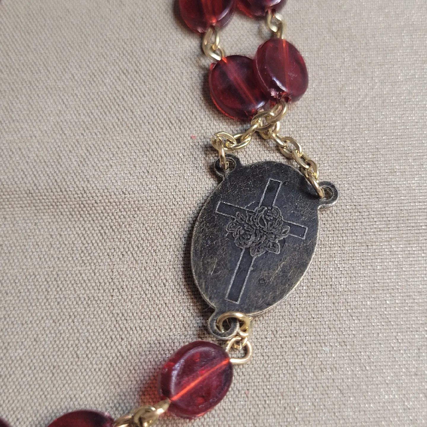 Beautiful Vintage Red Beaded  St Therese Prayer Rosary image indicator(8)
