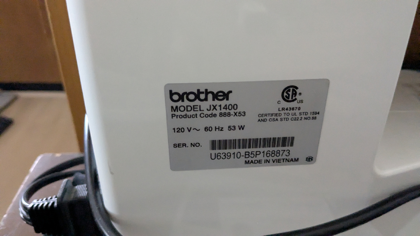 Brother JX1400 Sewing Machine - photo 3