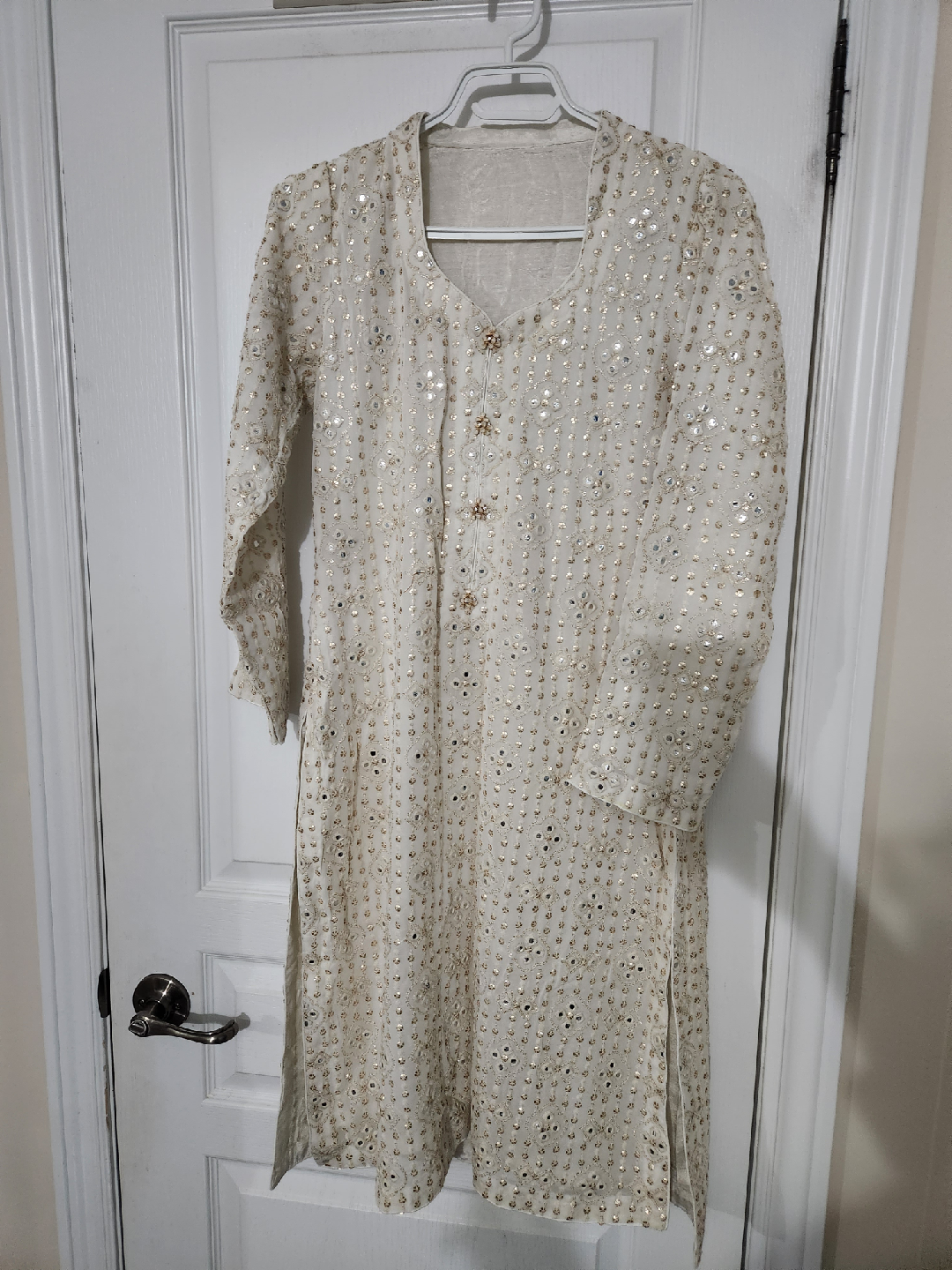 Cream Embroidered Shalwar Kameez