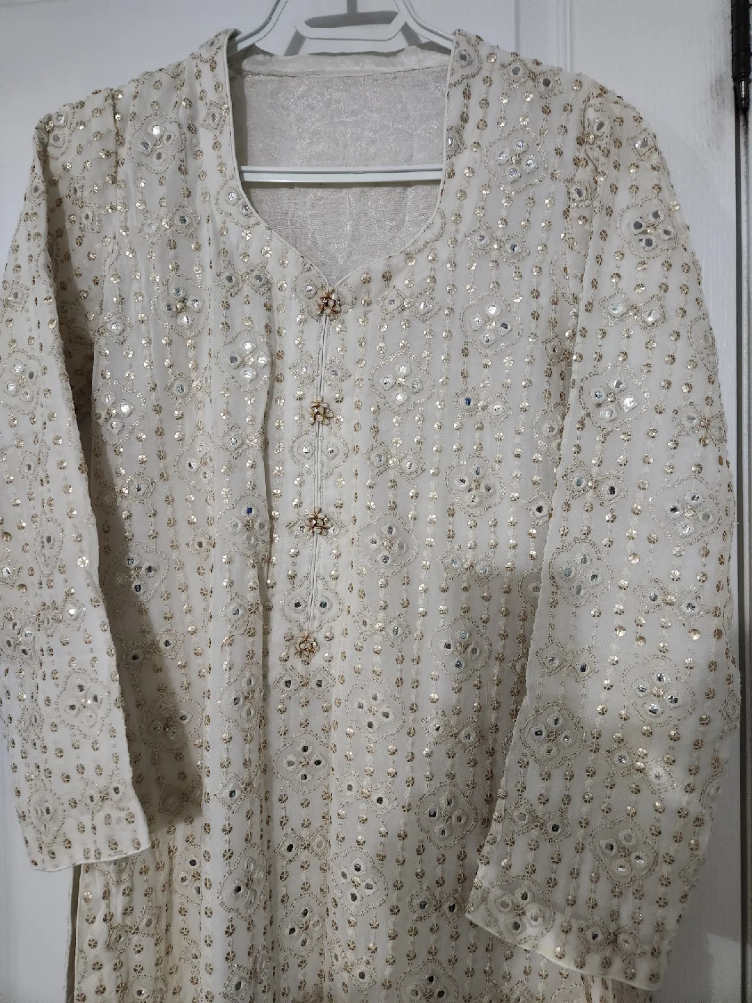 Cream Embroidered Shalwar Kameez image indicator(2)