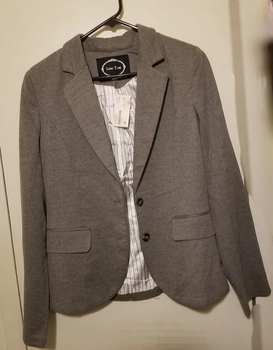 NWT Love Tree Women's Gray Blazer  - Size Medium image indicator(2)