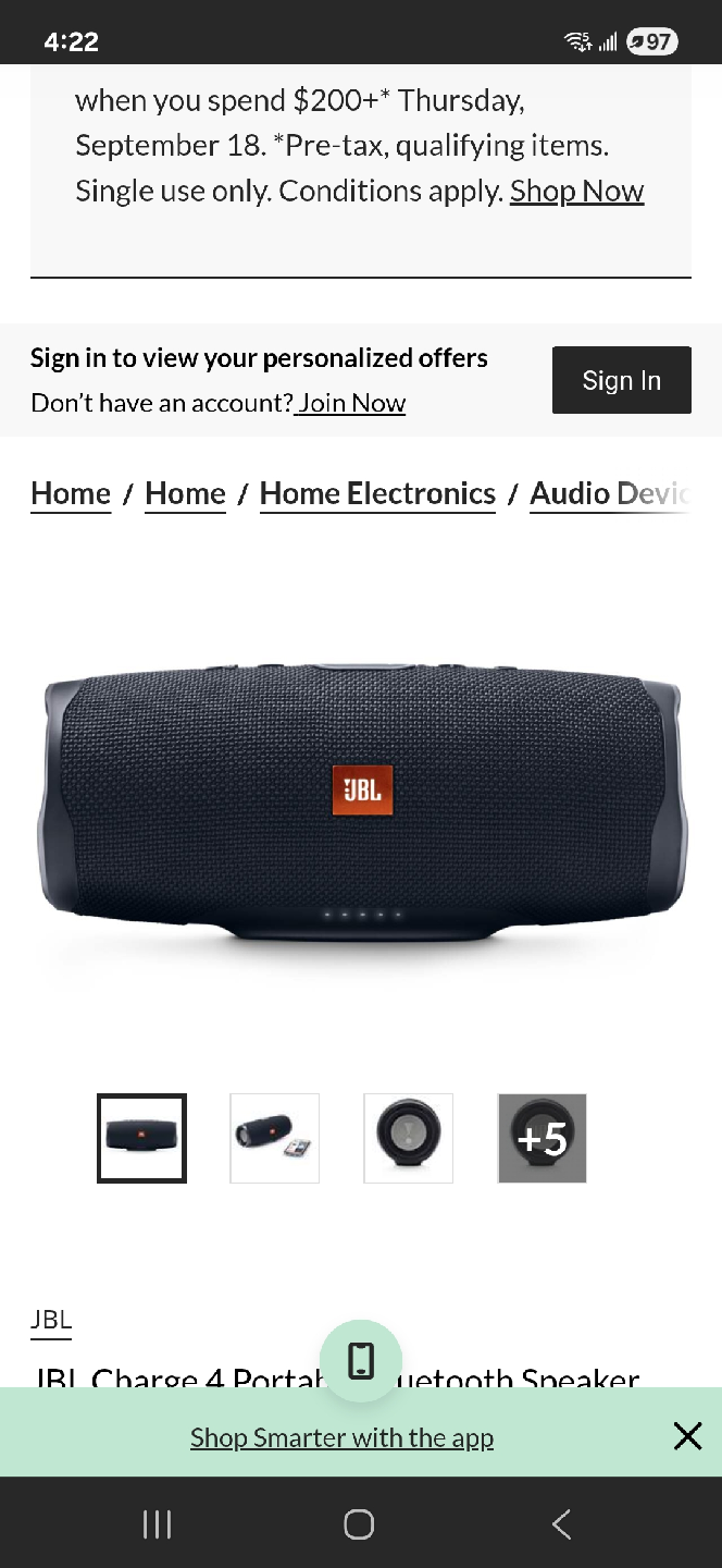 JBL Charge 4 Portable Bluetooth Speaker