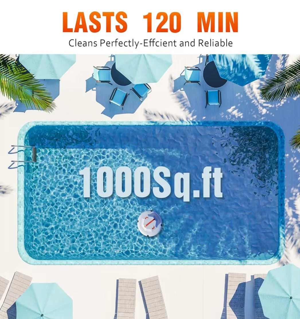 KOSGHO Cordless Robotic Pool Cleaner - White & Orange image indicator(2)