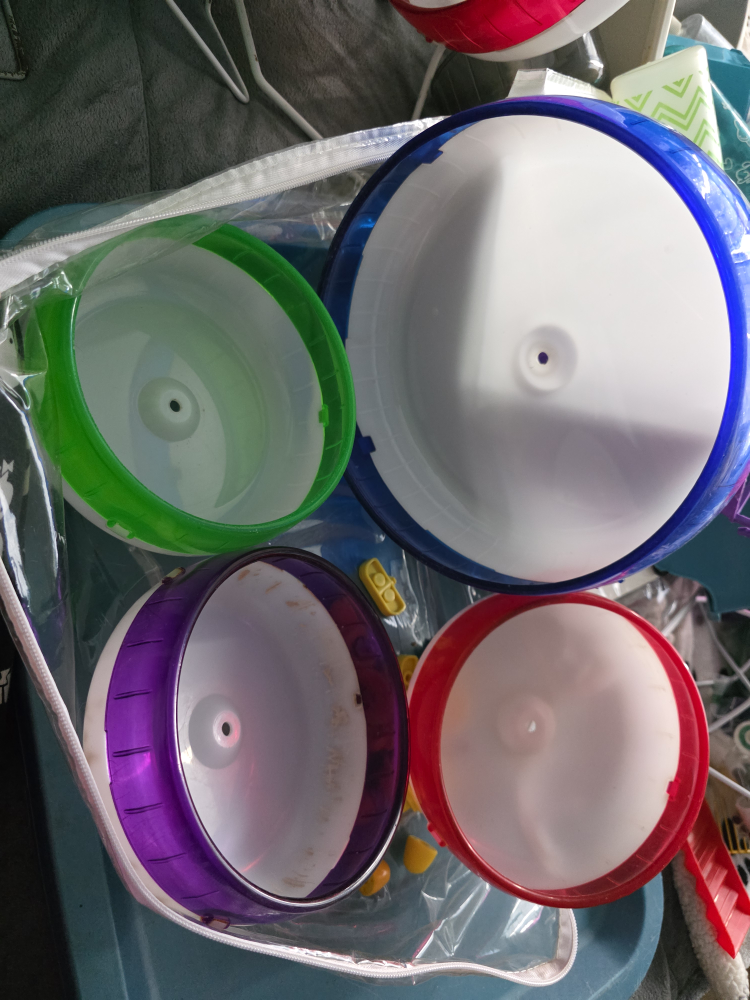 Four Hamster Wheels - Green, Blue, Purple and Red