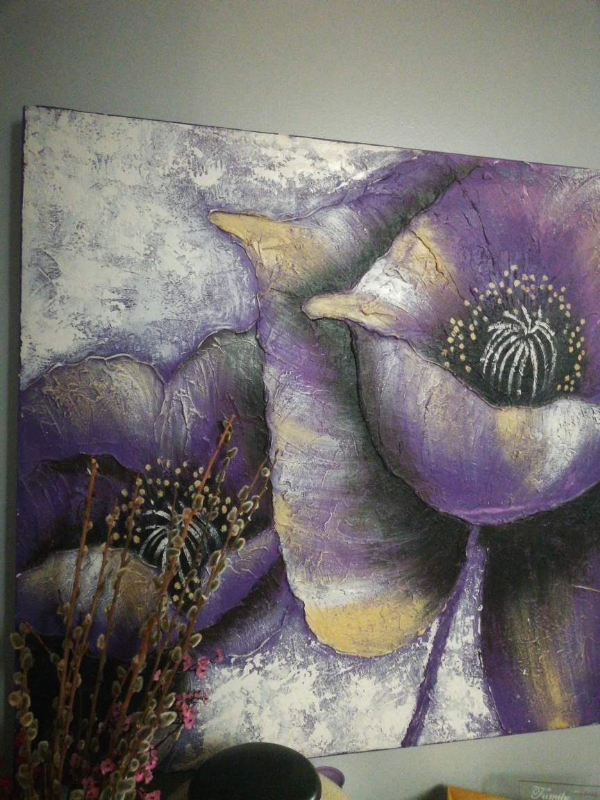 Purple Floral Textured Canvas Wall Art - photo 2