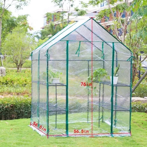 Portable Greenhouse with Shelves 56.5x56.5x76 in