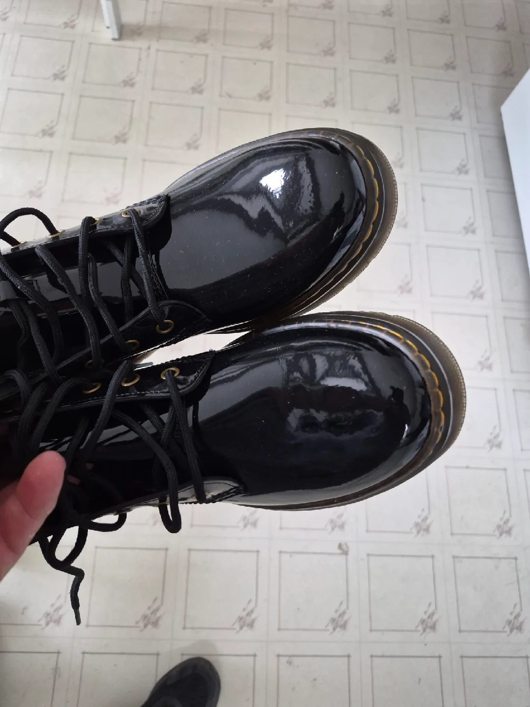 Dr. Martens Black Patent Leather Boots - Size 11 image indicator(3)