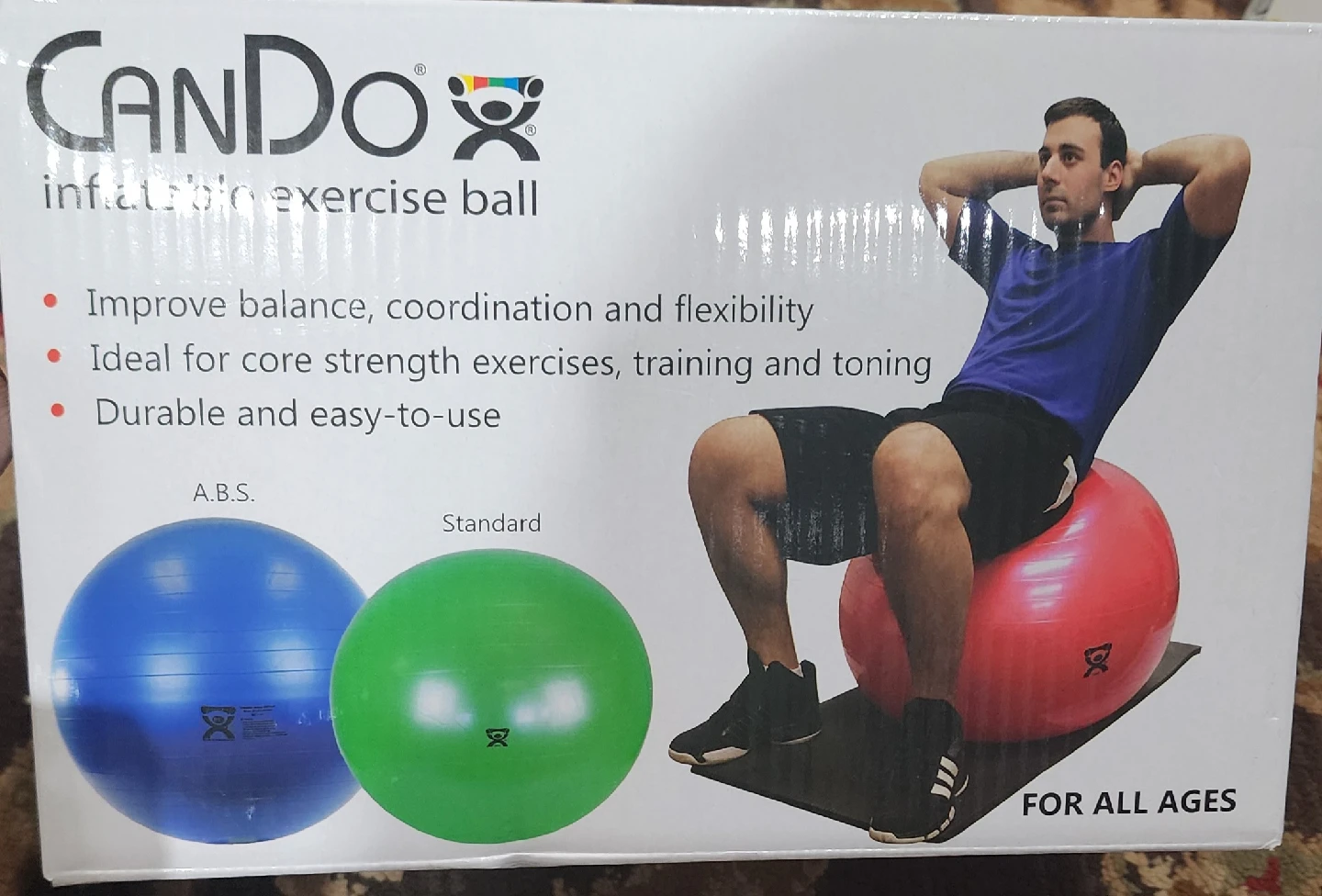 CanDo Inflatable Exercise Ball, Yellow, 17.7" - photo 2
