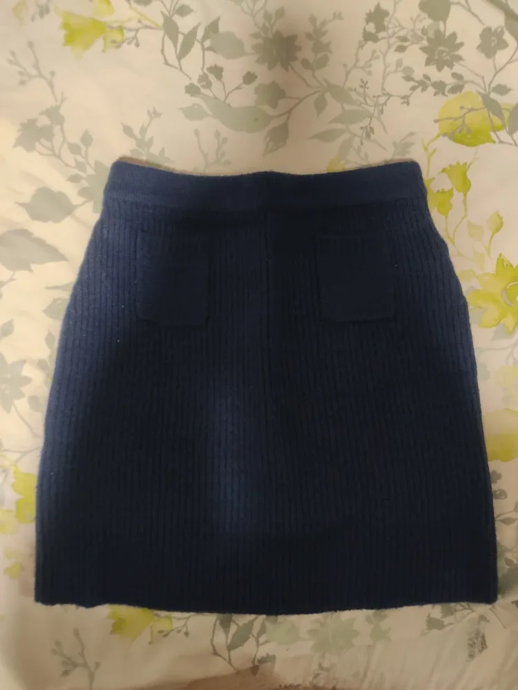 Navy Blue Knit Mini Skirt thumbnail