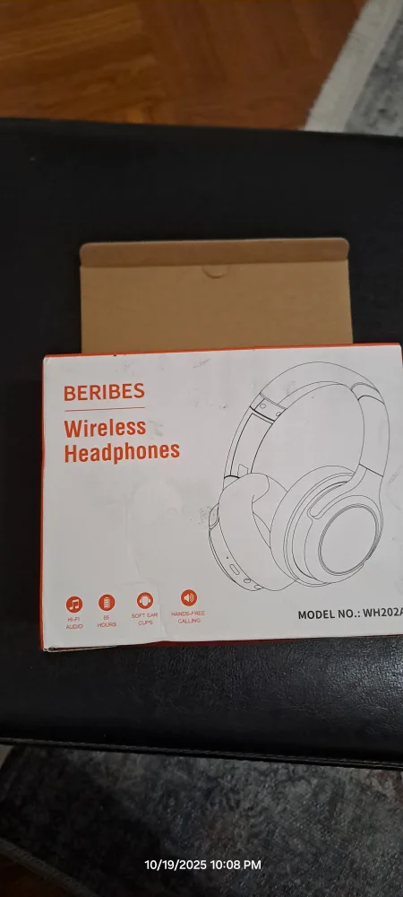 BERIBES Wireless Headphones - White, Model WH202A thumbnail