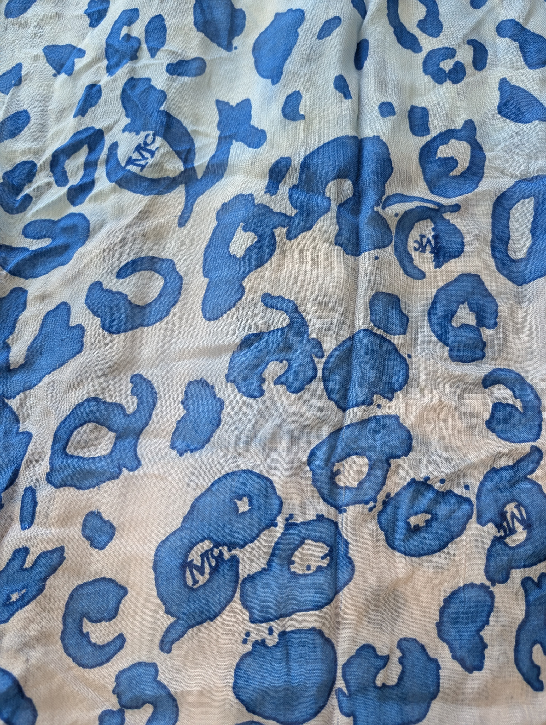 Alexander McQueen Blue Animal Print Scarf