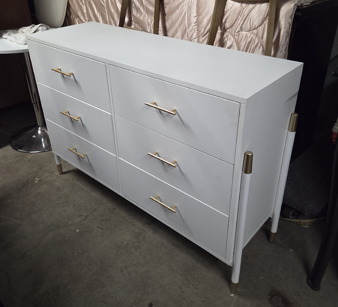White 6-Drawer Dresser with Gold Accents - photo 2